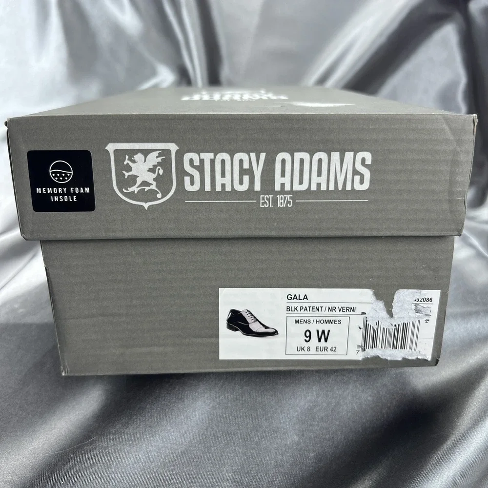 Stacy Adams Mens 9 Wide Gala Tuxedo Shoes Black Patent Leather 24998-004 Wedding